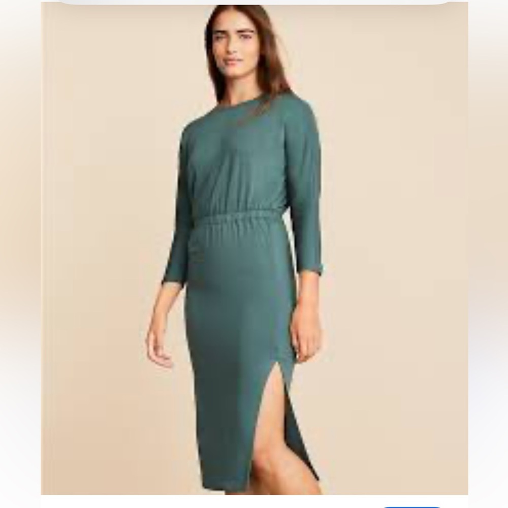 Lou Grey Signature Soft 3/4 Sleeve Green Column Dress Sz S